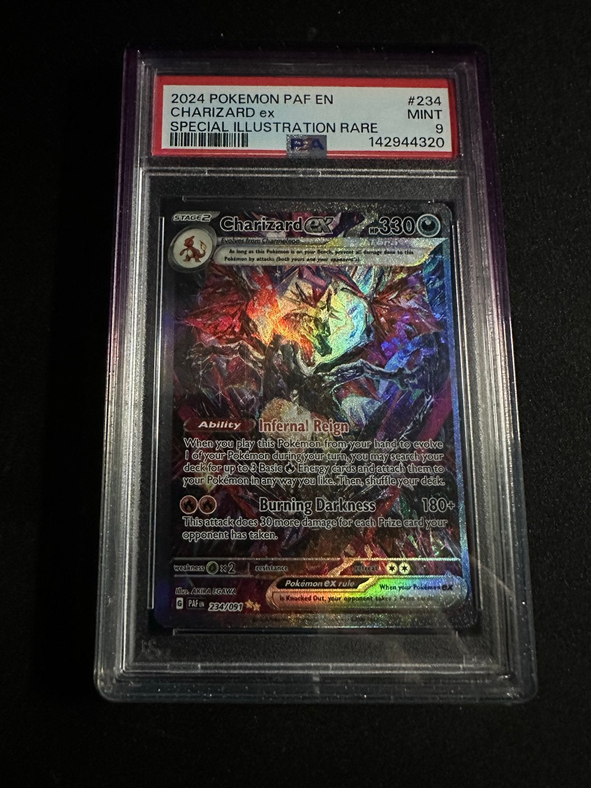 Charizard ex 234/091 PSA 9 Mint - Pokémon Paldean Fates, Ophalen, Zo goed als nieuw, Losse kaart