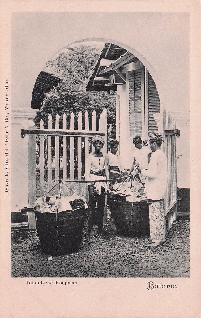 Nederlands Indië Batavia - Inlandsche koopman m. klanten, Ophalen of Verzenden, Voor 1920, Ongelopen, Buiten Europa