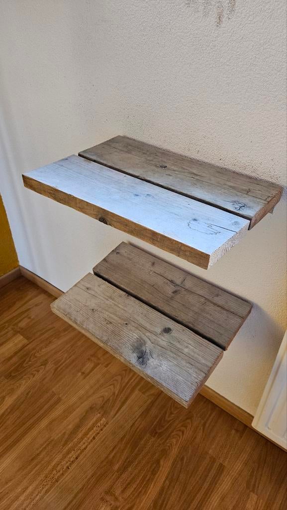 Wandplank van steigerhout - set van 2, Huis en Inrichting, Woonaccessoires | Wandplanken en Boekenplanken, Zo goed als nieuw, Ophalen of Verzenden