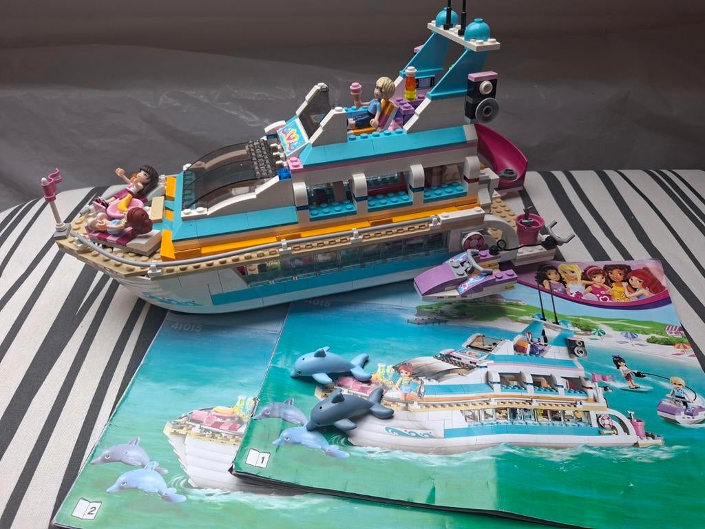 Lego Friends Jacht 41015 met instructies en dolfijnen, Kinderen en Baby's, Speelgoed | Duplo en Lego, Gebruikt, Lego, Compleet