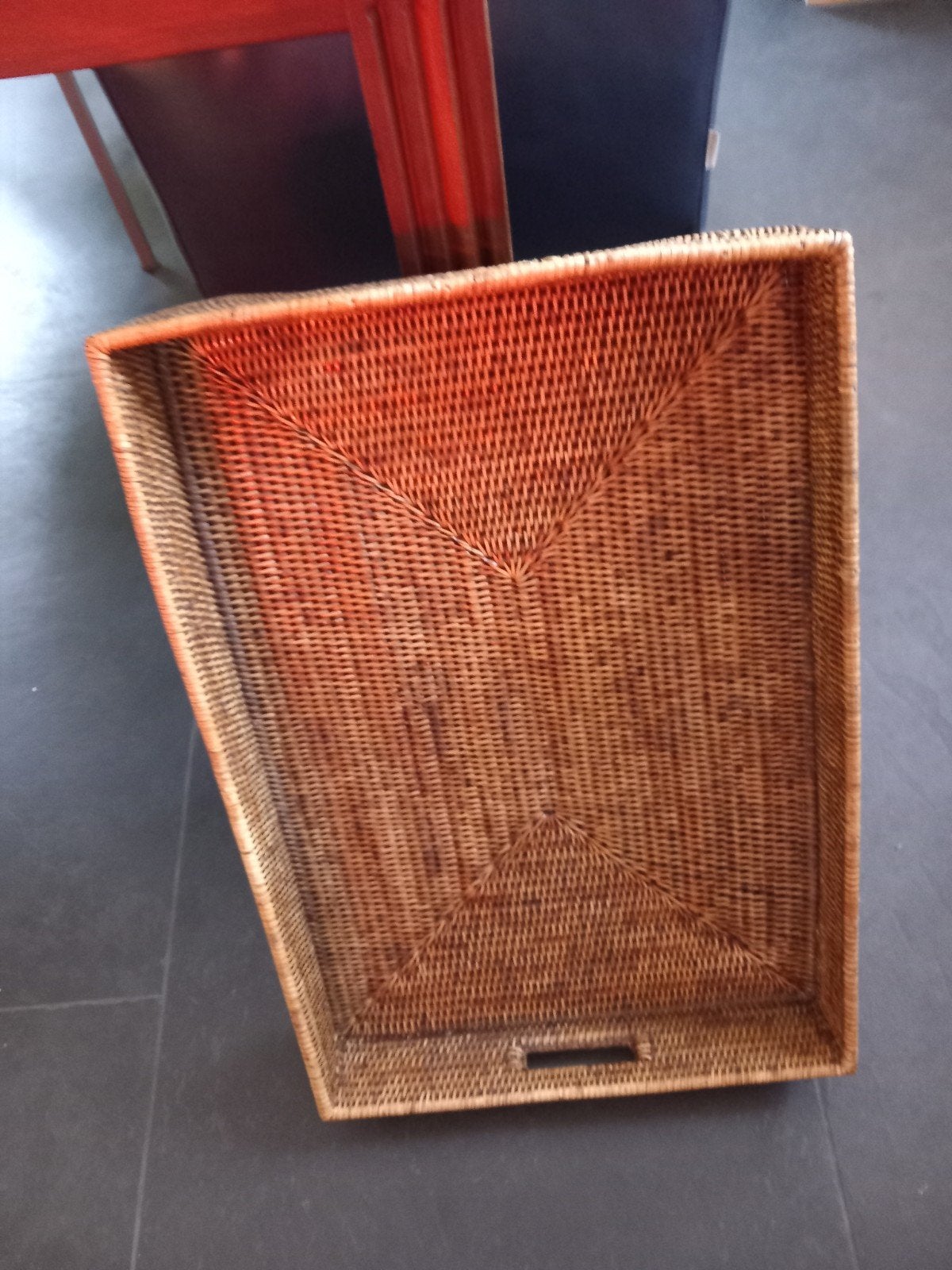Groot rotan dienblad met handvatten, Ophalen, Gebruikt, Natuurlijk materiaal, Dienblad