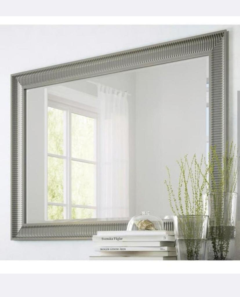 IKEA SONGE spiegel 91x130 cm - Zilverkleurig, Ophalen, Gebruikt, 100 tot 150 cm, 75 tot 100 cm