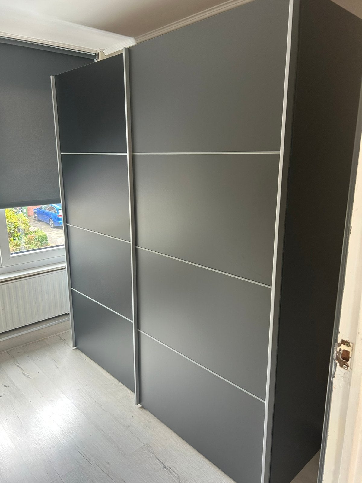 Kledingkast Verona - schuifdeurkast antraciet, Huis en Inrichting, Ophalen, 50 tot 100 cm, Zo goed als nieuw, 150 tot 200 cm