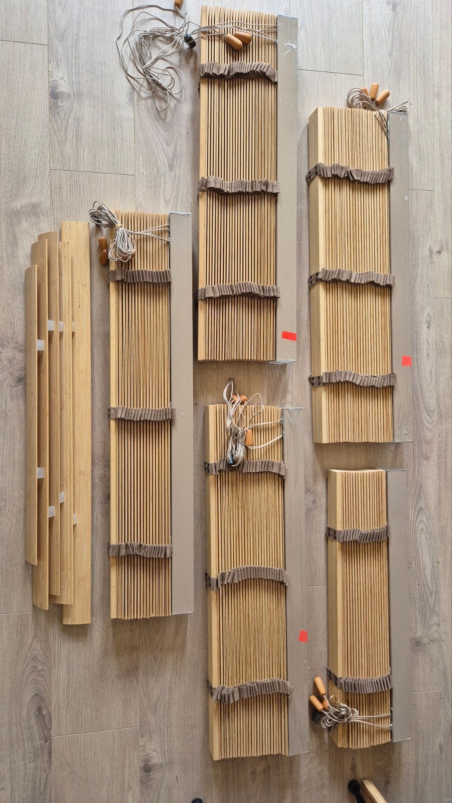 4x Houten/bamboe jaloezieën met ladderband in diverse maten, Ophalen, Zo goed als nieuw, Bruin