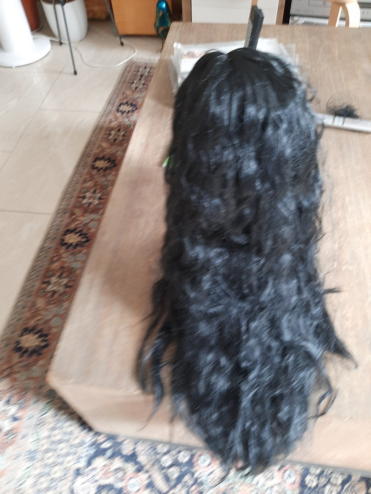 Zwarte pruik met krullen - Lang haar, Ophalen of Verzenden