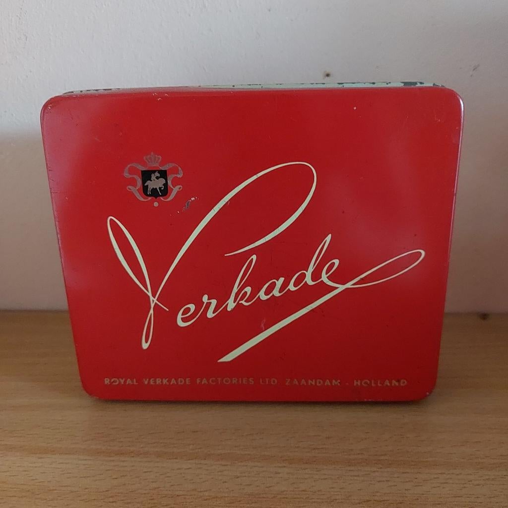 Rood Verkade blik, Ophalen of Verzenden, Gebruikt, Koek(jes), Verkade