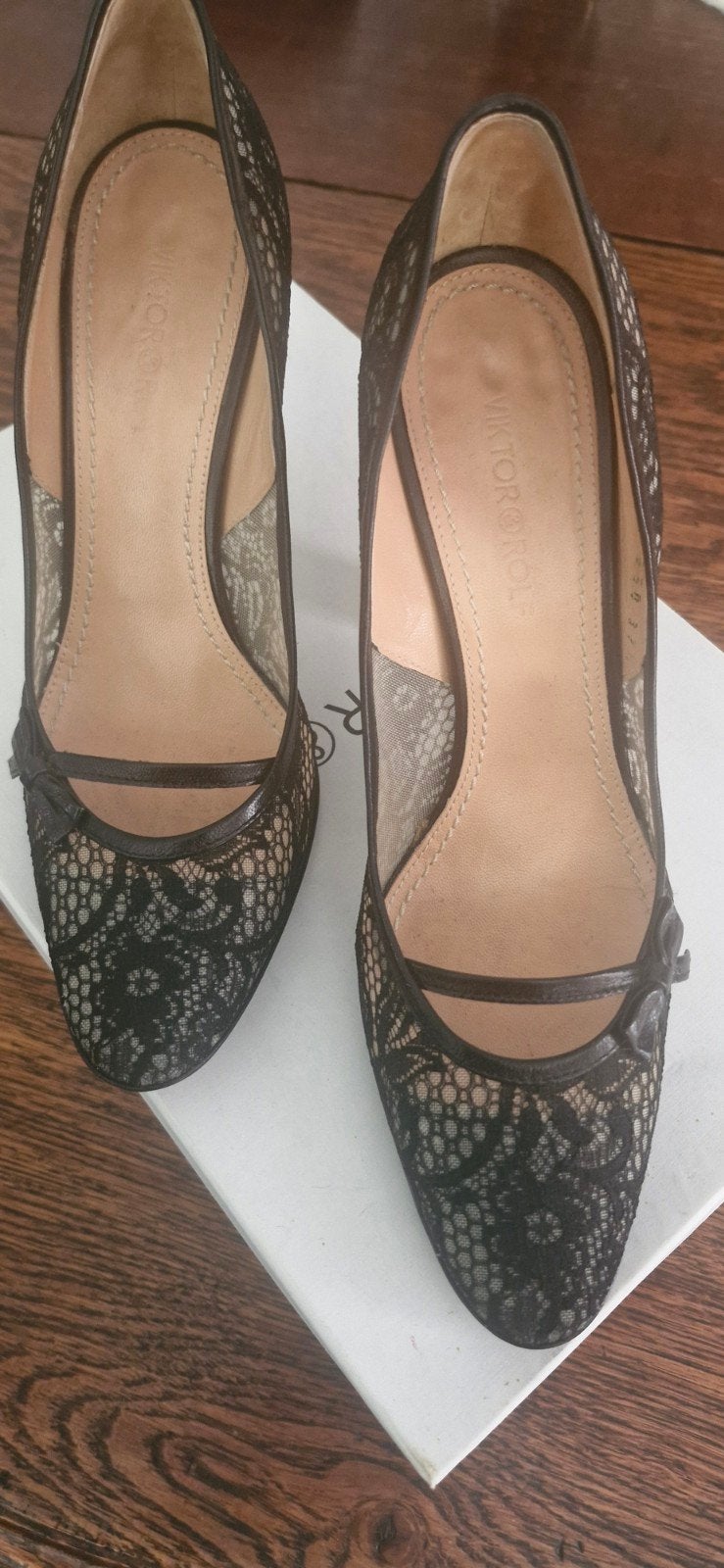 Viktor & Rolf Pumps Zwart Kant Maat 37.5, Pumps, Zwart, Ophalen of Verzenden, Viktor & Rolf