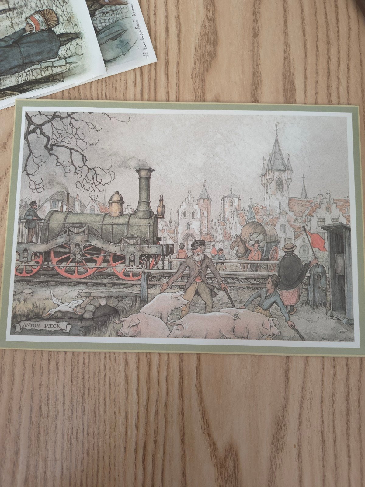 Anton Pieck reproductie van de trein komt voorbij, Ophalen