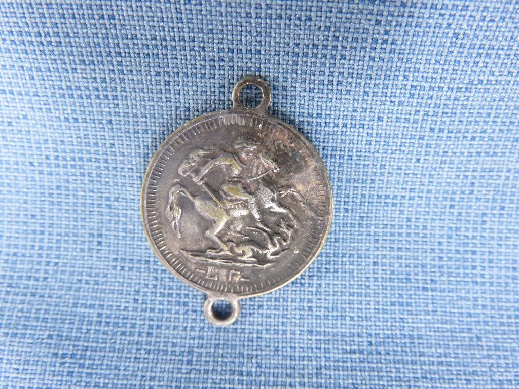 Sint Joris hanger koper verzilverd - victoriaans - 19e eeuw, Ophalen of Verzenden