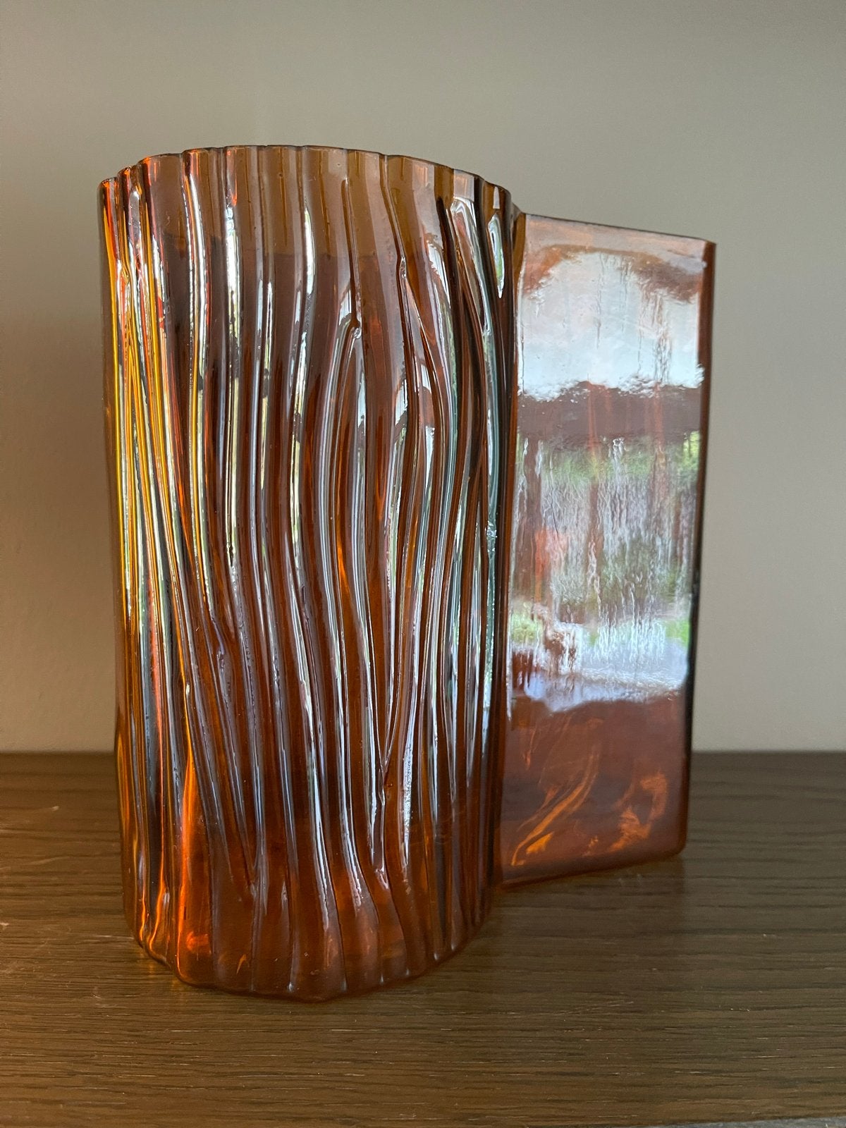 Handgemaakte vaas getextureerd glas  20 cm, Ophalen