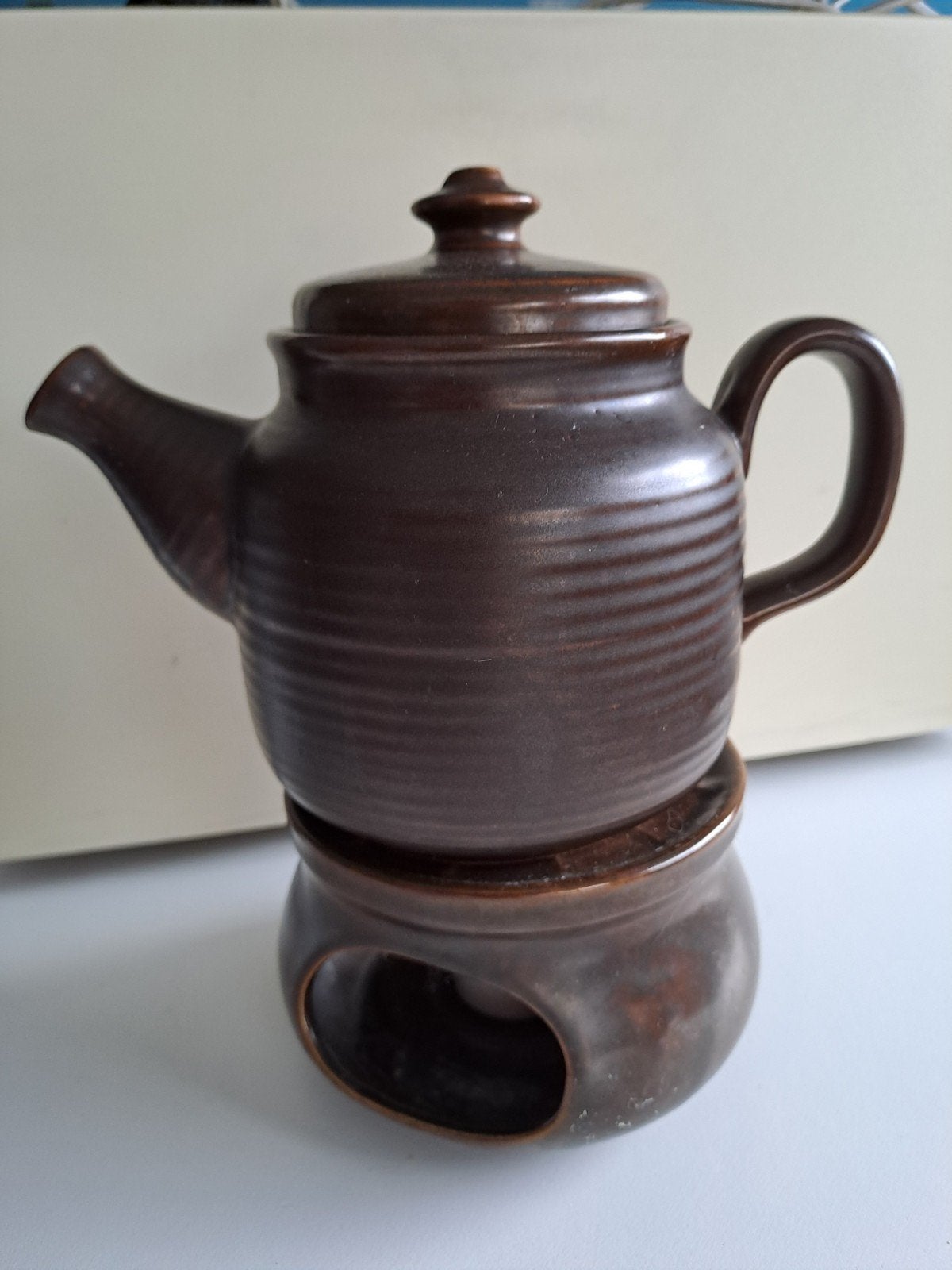 Vintage West Germany Aardewerk Theepot met Theelicht, Ophalen