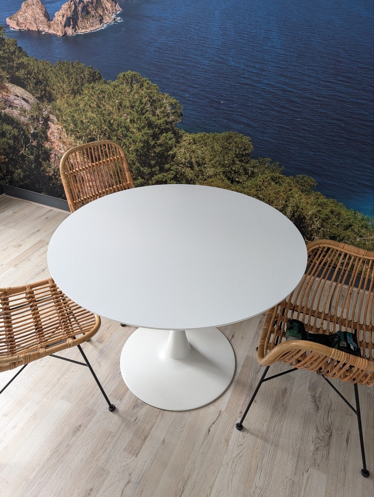 Witte ronde tafel Ø100 x H75 cm, Ophalen, Overige materialen, Gebruikt, Rond