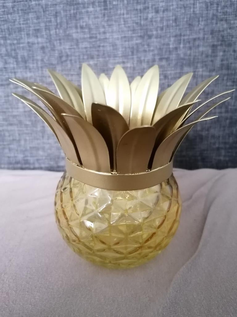Theelichthouder/vaas ananas 15 cm x 15 cm, Ophalen of Verzenden, Overige materialen, Minder dan 25 cm