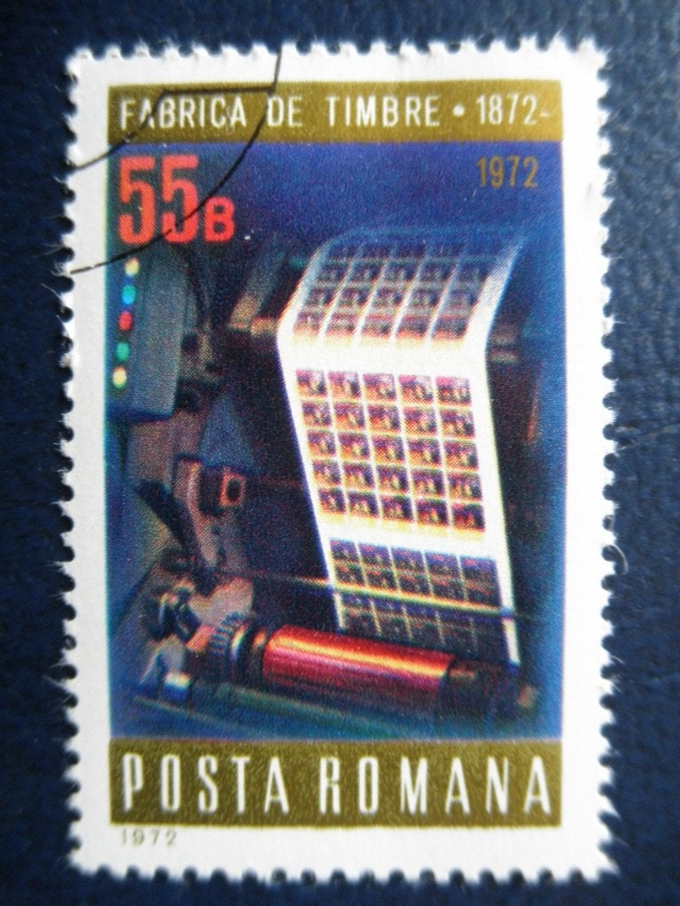 Postzegels Roemenië 1972 drukmachine - cat.w. € 0,50., Ophalen of Verzenden, Overige landen, Gestempeld