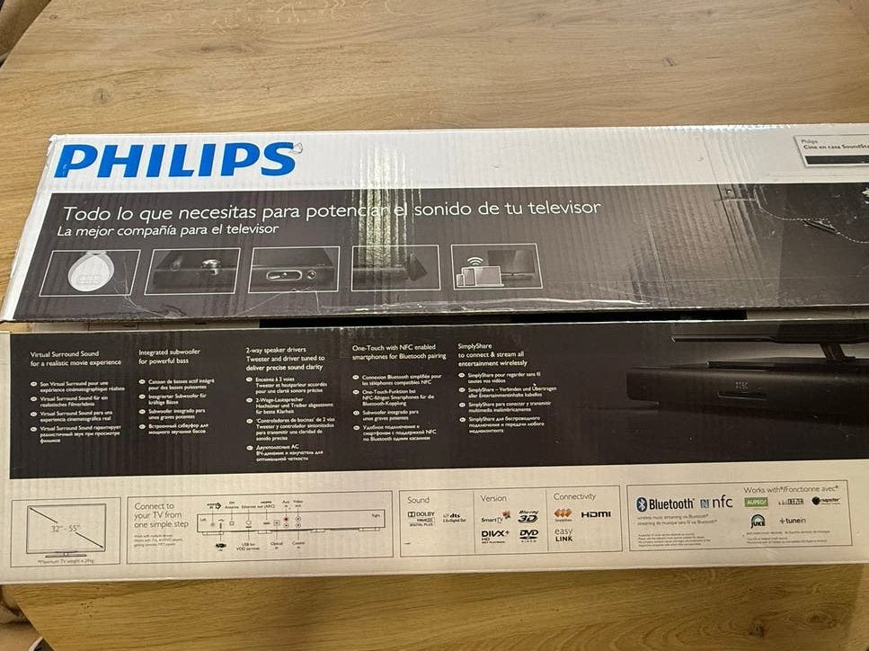 Philips SoundStage HTB4150B Home Cinema Systeem, Philips, Soundbar, Blu-ray-speler, 70 watt of meer