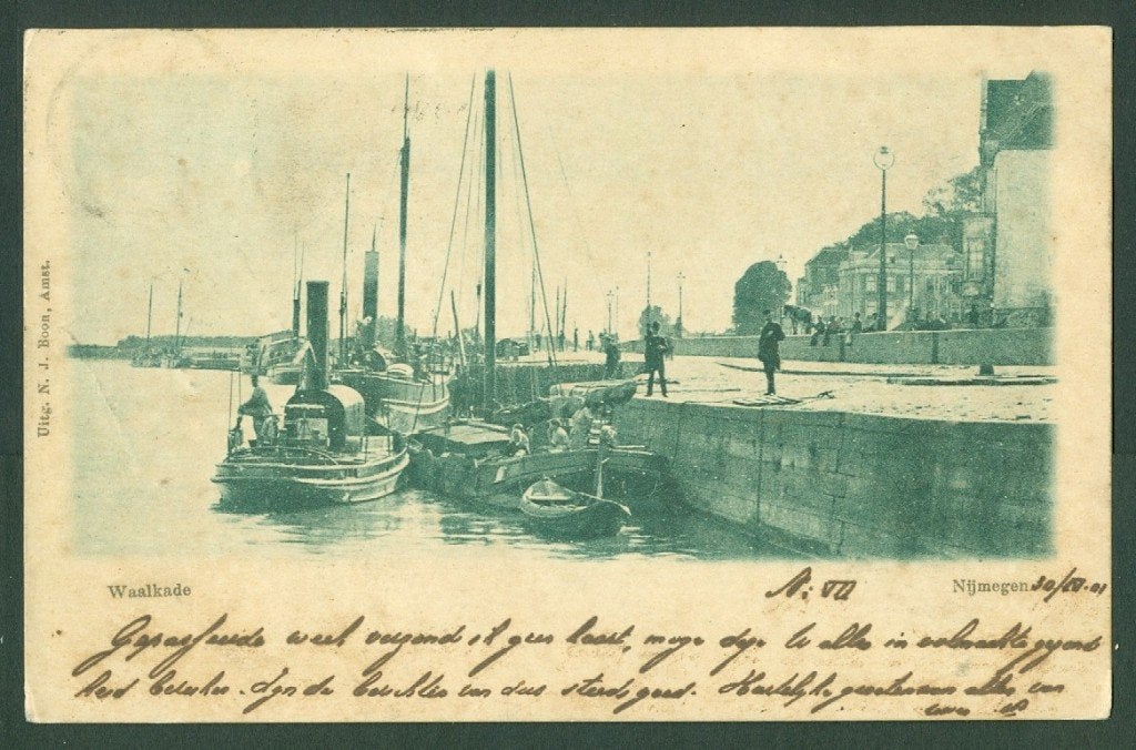 AK Nijmegen Waalkade 1901, Ophalen of Verzenden, Voor 1920, Gelopen, Gelderland