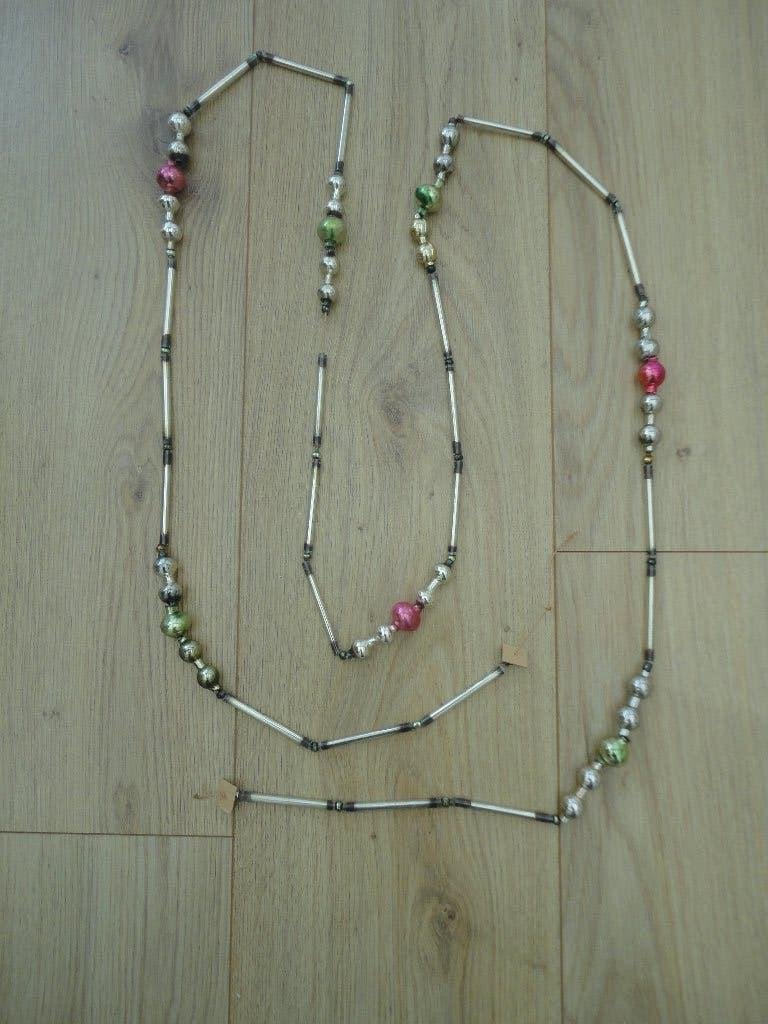 Mooie oude glazen kerstkralenketting 2 meter, Ophalen of Verzenden, Gebruikt