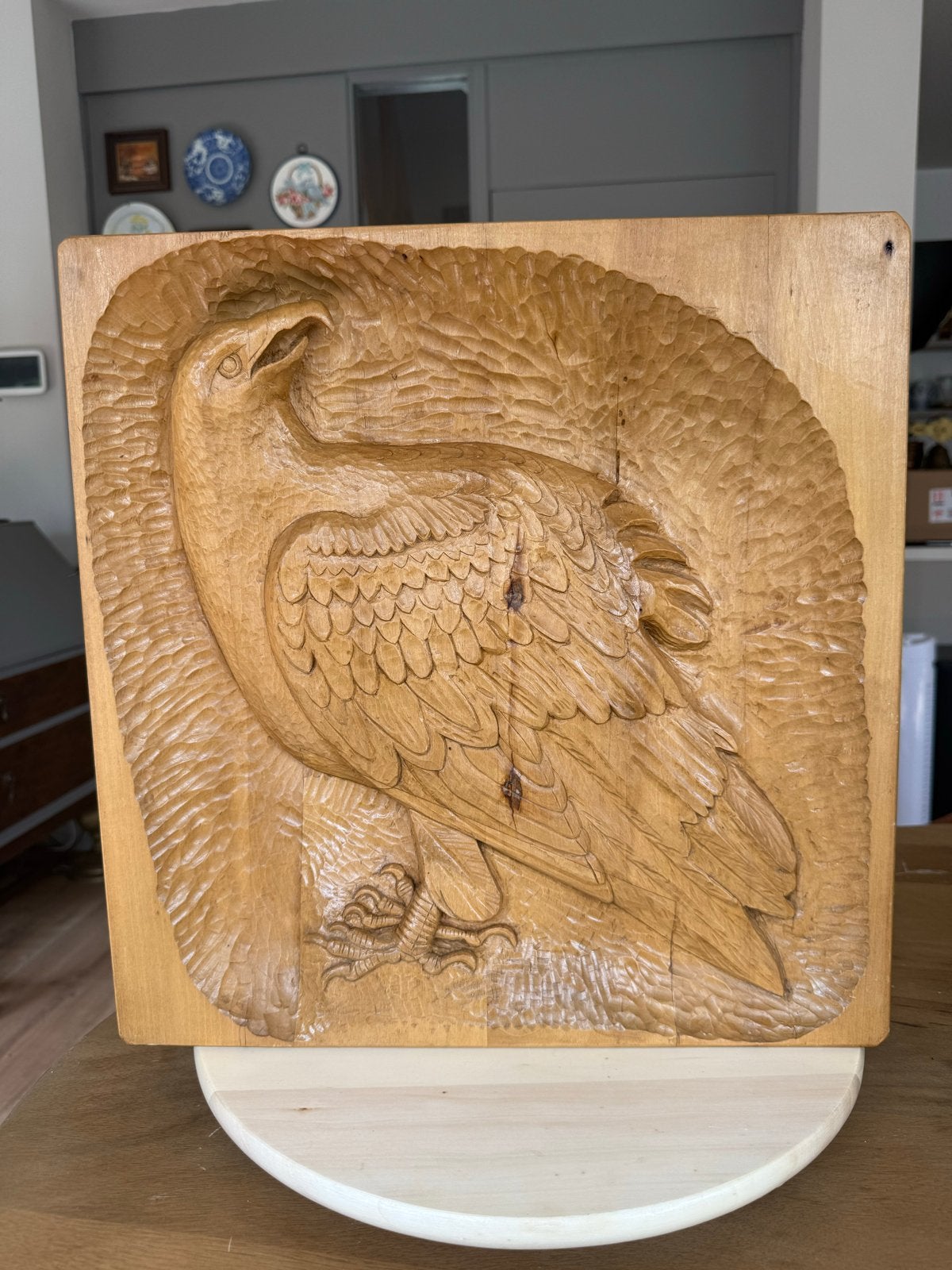 Handgemaakt houten paneel met adelaar, Ophalen of Verzenden, Handgemaakt, Wanddecoratie, 20 - 50 cm