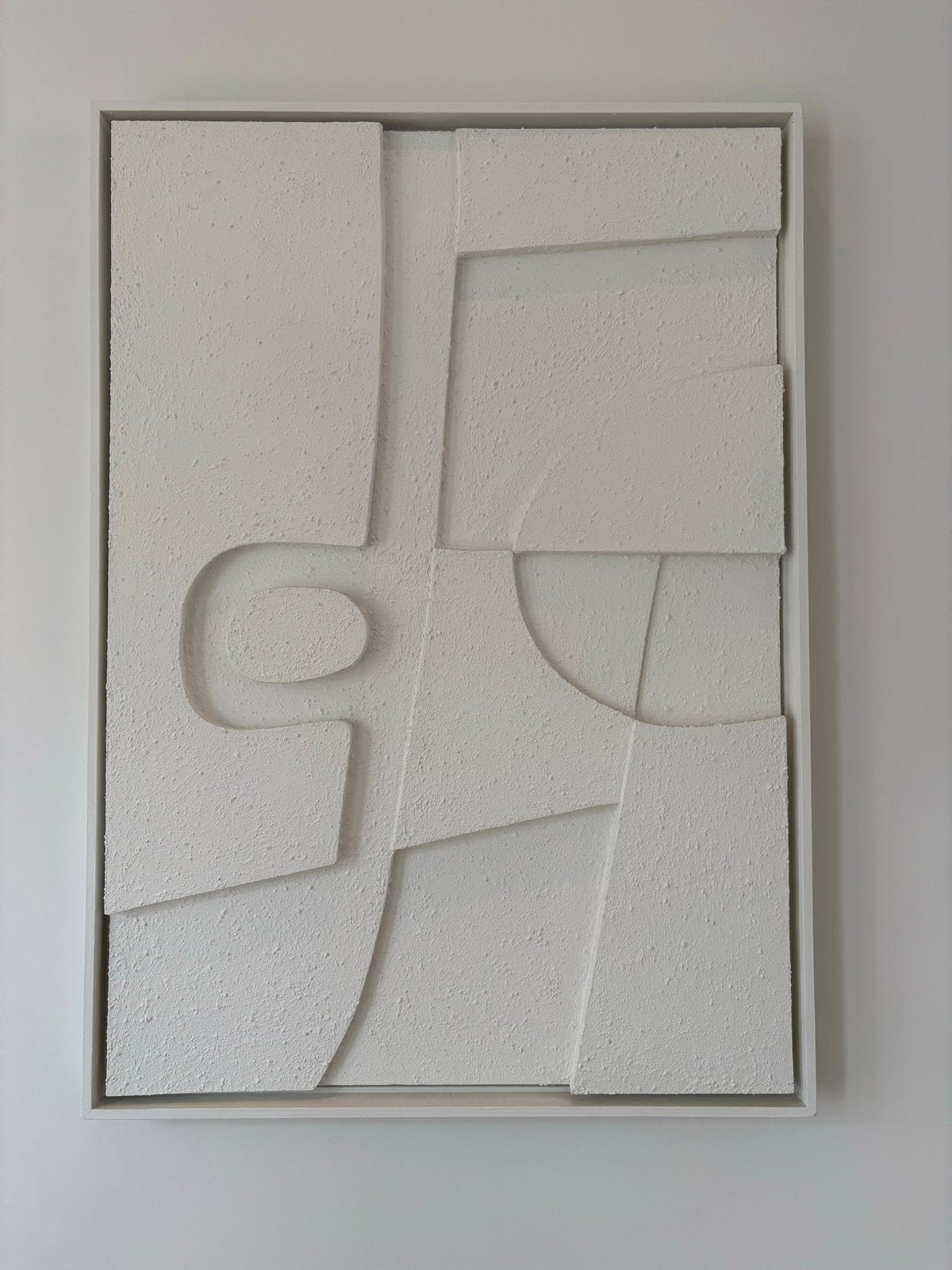 Abstract wit reliëf kunstwerk in lijst xl, Antiek en Kunst, Kunst | Schilderijen | Abstract, Ophalen of Verzenden