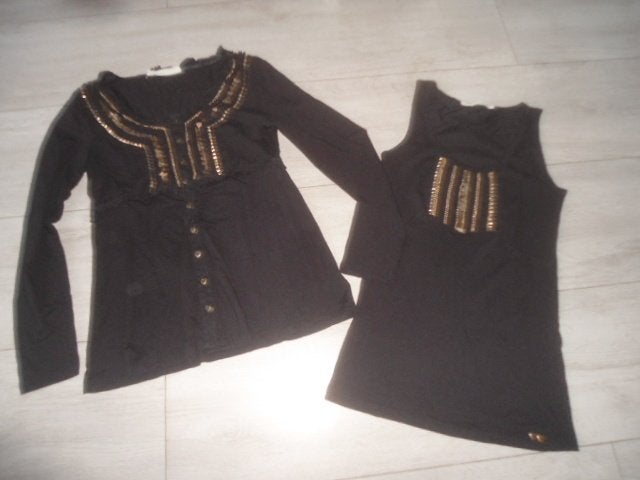 SETVOORDEEL! Isla Ibiza; Top/Blouse + Mouwloze top; maat M, Maat 38/40 (M), Zwart, Ophalen of Verzenden, Zo goed als nieuw