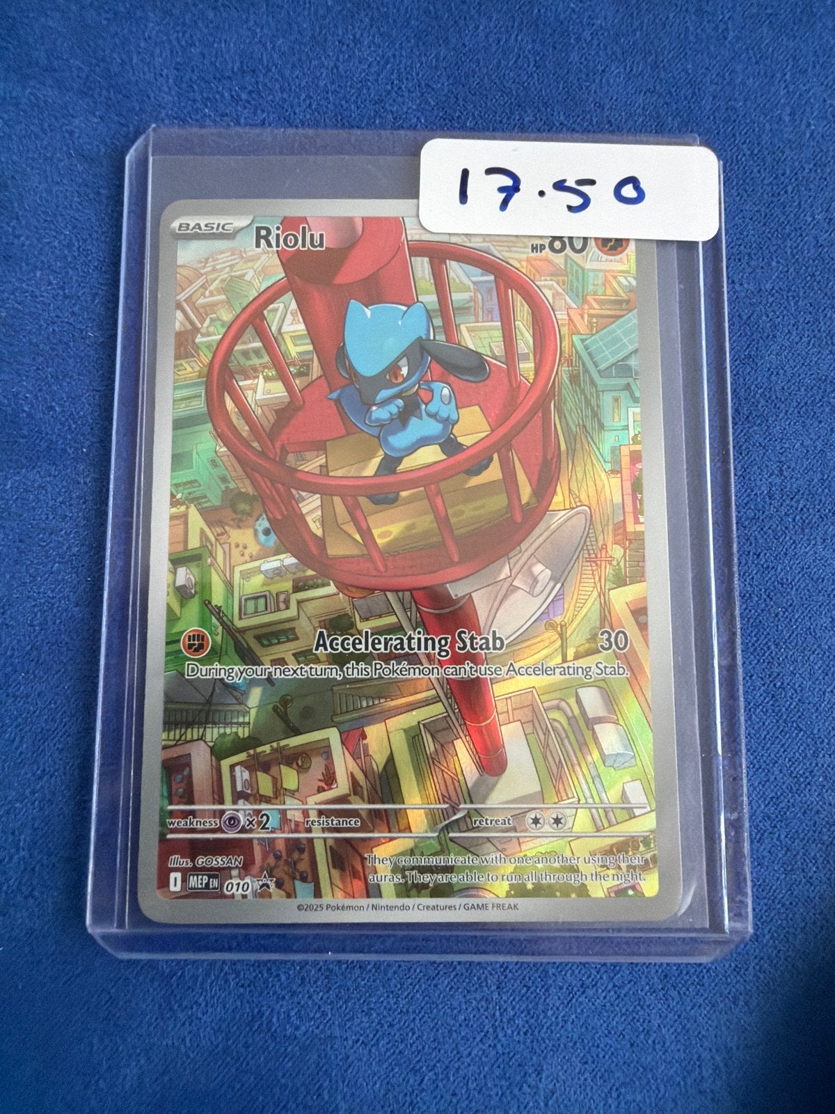 Pokémon Kaart Riolu (Basic) - Accelerating Stab, Ophalen of Verzenden, Zo goed als nieuw, Losse kaart