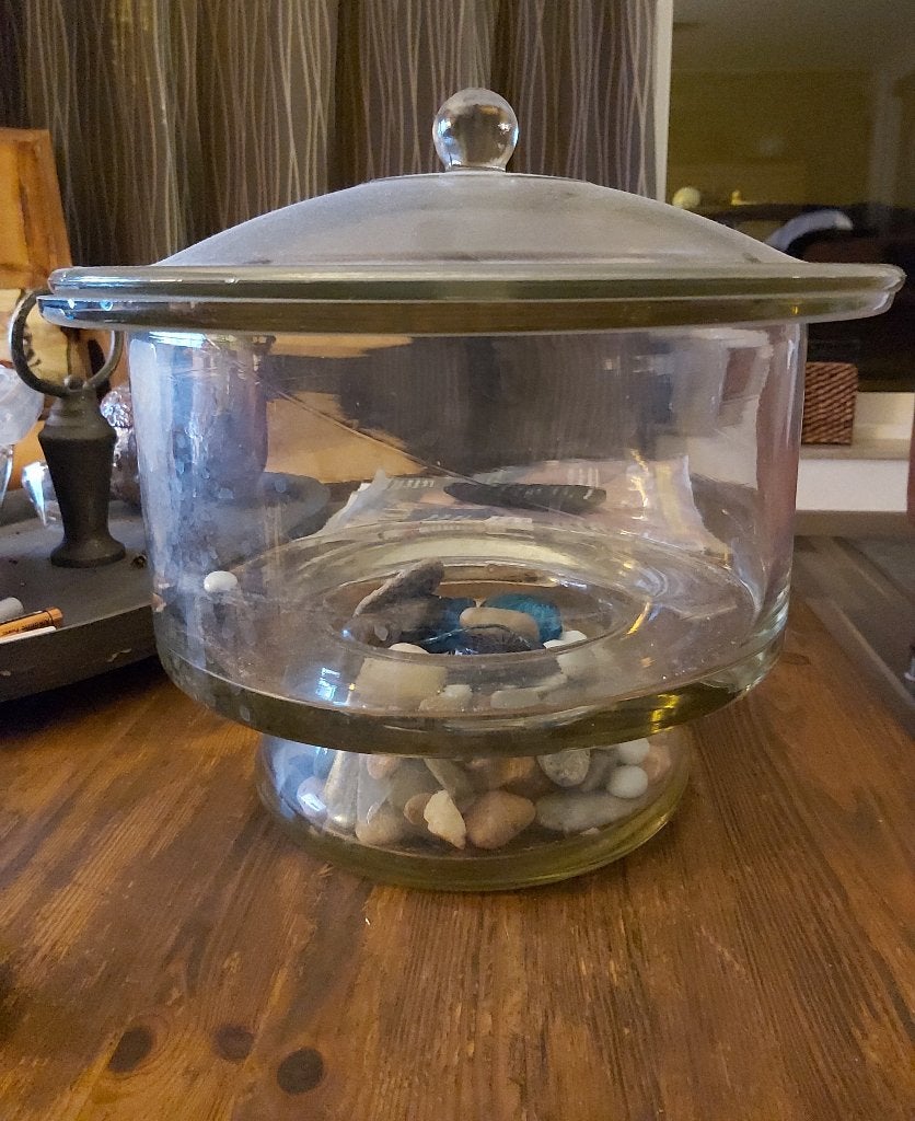 Exsiccator / desiccator in dik glas ( labo ), Ophalen