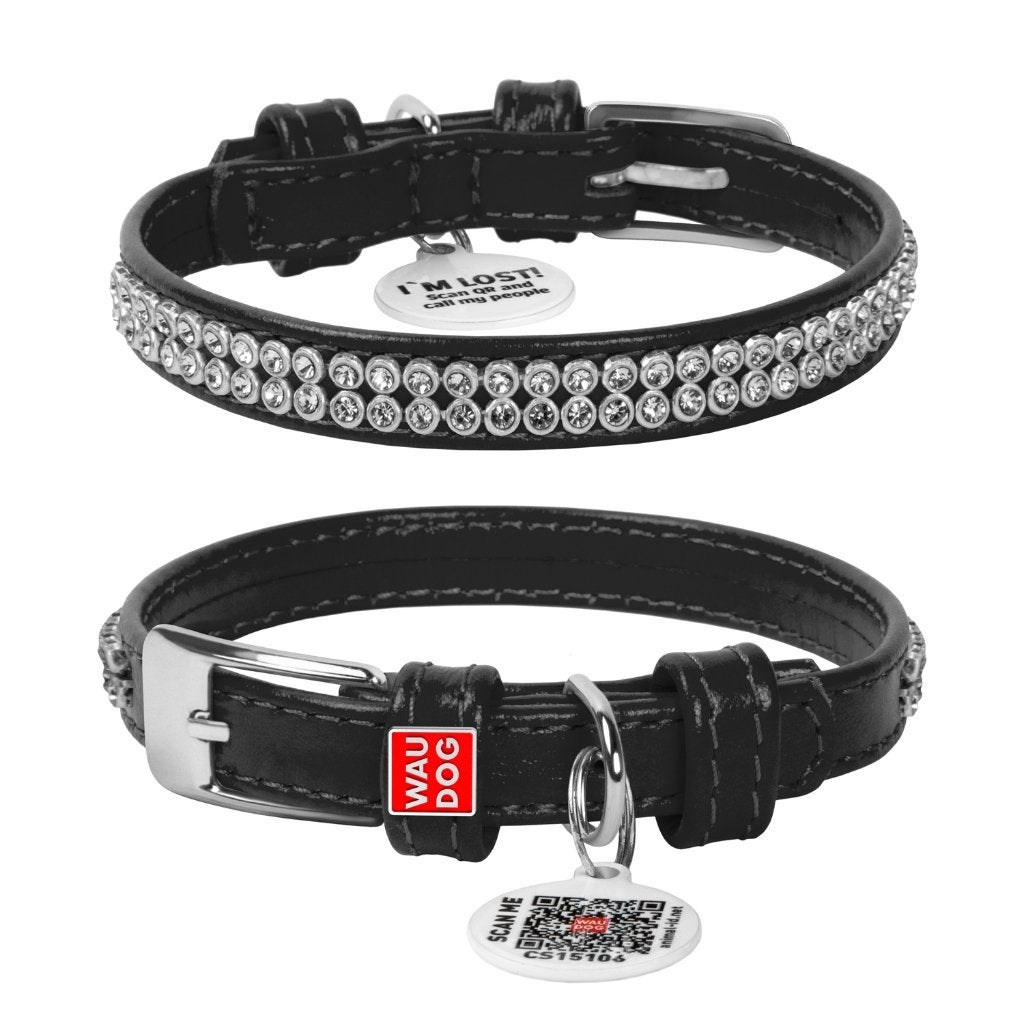 WAUDOG Glamour Halsband Leder Zwart XXS Nek 19-25 cm KOOPJE!, Ophalen of Verzenden, Handgemaakt, Nieuw