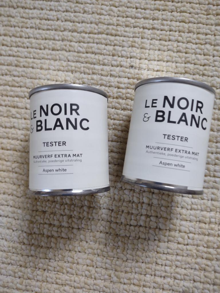 2x Le Noir & Blanc, Tester, Muurverf extra mat, Aspen white, Wit, Ophalen of Verzenden, Minder dan 5 liter, Verf