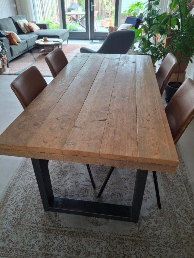 Robuuste industriele eettafel, Ophalen, Gebruikt, 50 tot 100 cm, 150 tot 200 cm