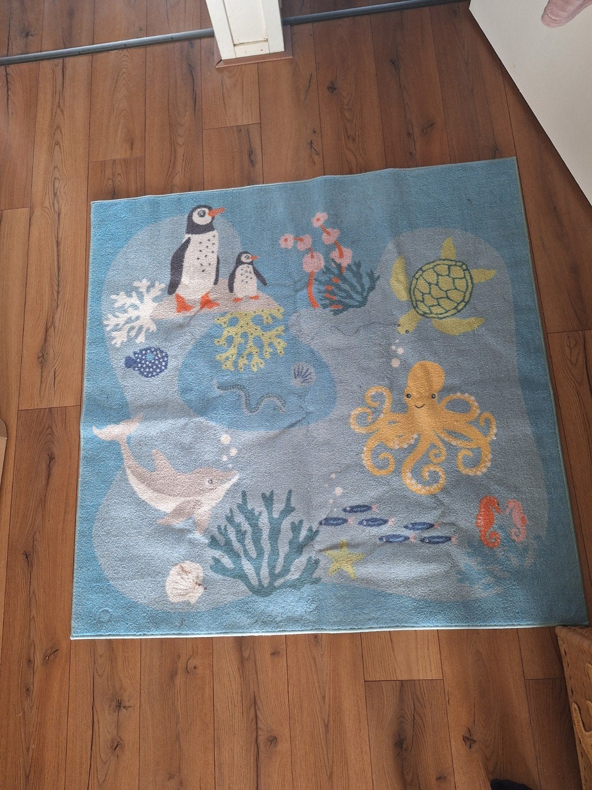 Vrolijk Kinderkleed van Ikea met Zeedieren - Blauw, Ophalen, Gebruikt, Blauw, Rechthoekig