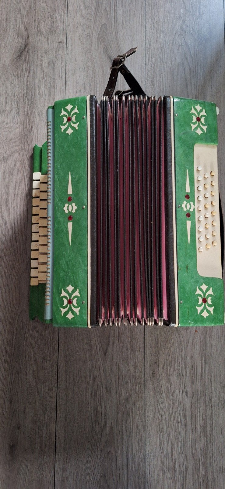 Vintage Groene Accordeon - Gebruikt, Gebruikt, Overige formaten, Knopaccordeon, Ophalen