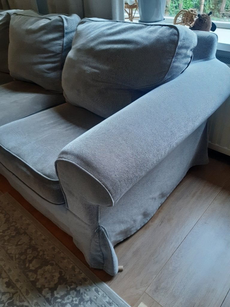 Ektorp 3 zitsbank met Tallmyra zwart wit hoes, Ophalen, Gebruikt, Tweepersoons, 75 tot 100 cm