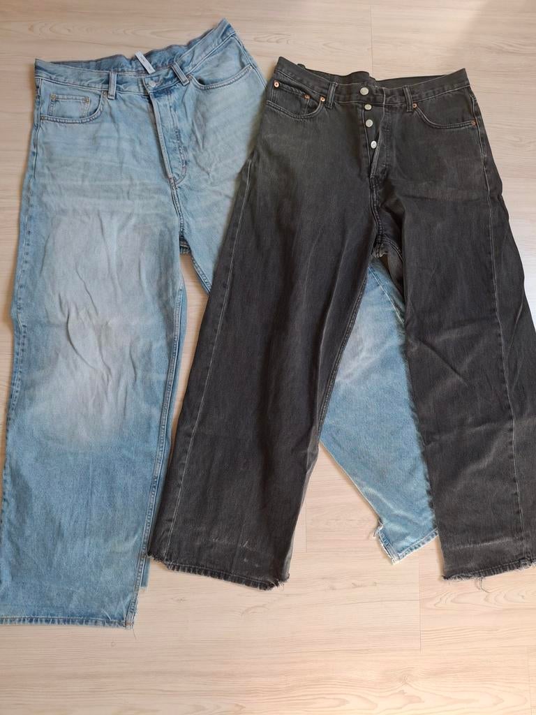 2x Weekday Astro Loose Baggy Jeans - Maat L, Ophalen of Verzenden, Gedragen, Blauw, Lang