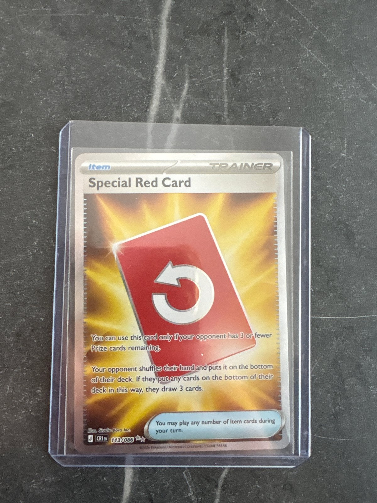 Special Red Card Trainer Pokémon Kaart (Foil), Ophalen, Zo goed als nieuw, Losse kaart, Foil