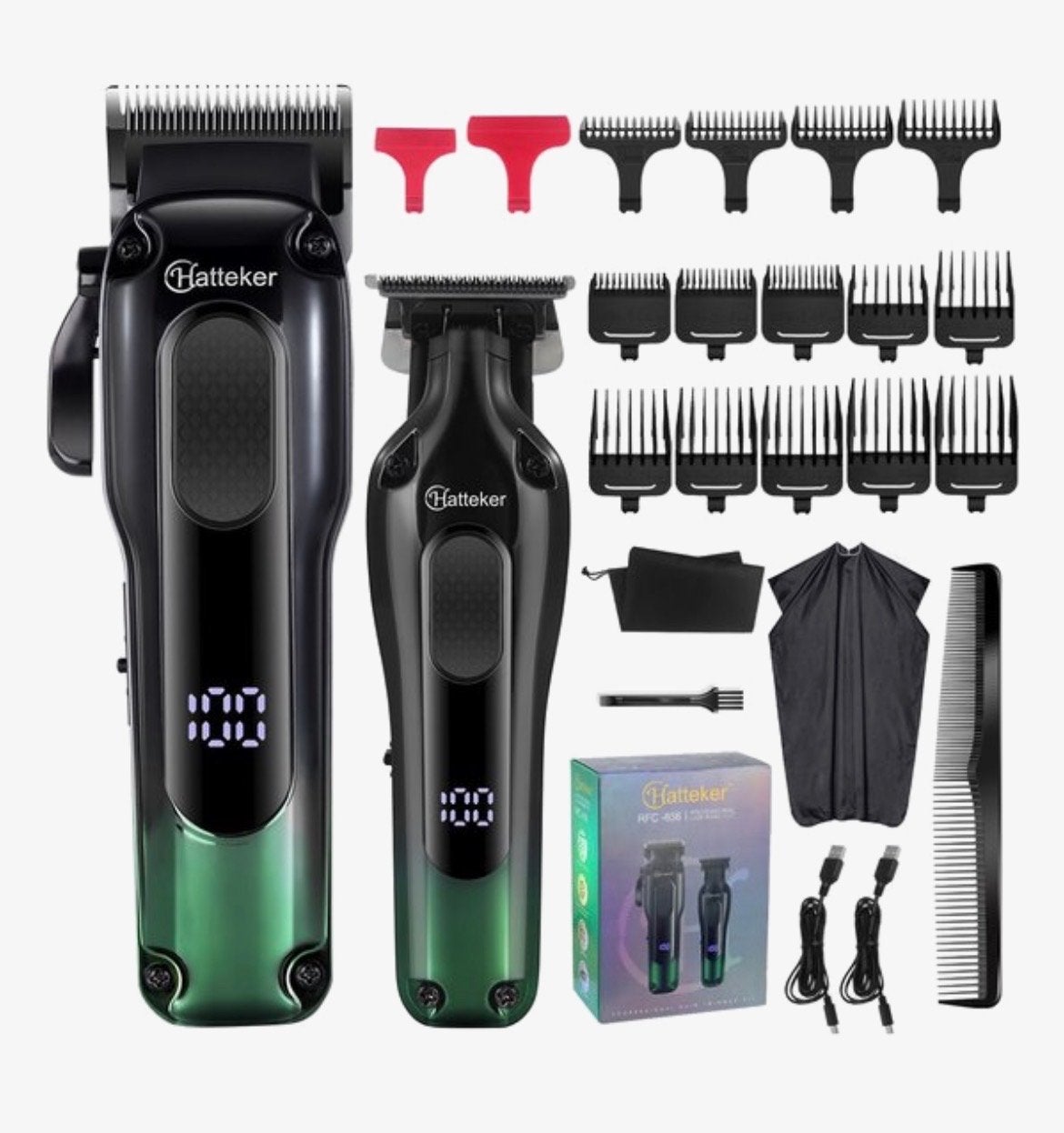 Hatteker Professionele Draadloze Tondeuse & Baardtrimmer Set, Ophalen of Verzenden, Nieuw, Tondeuse