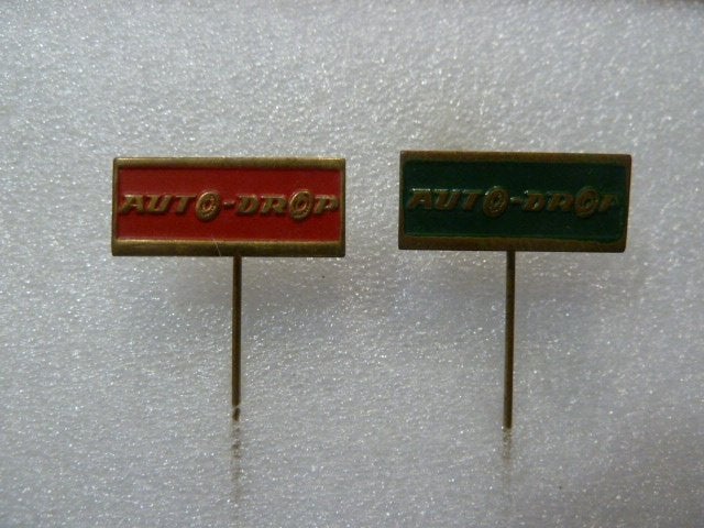 Vintage Auto-Drop Speldjes (2 stuks), Verzamelen, Ophalen of Verzenden, Gebruikt, Merk, Speldje of Pin