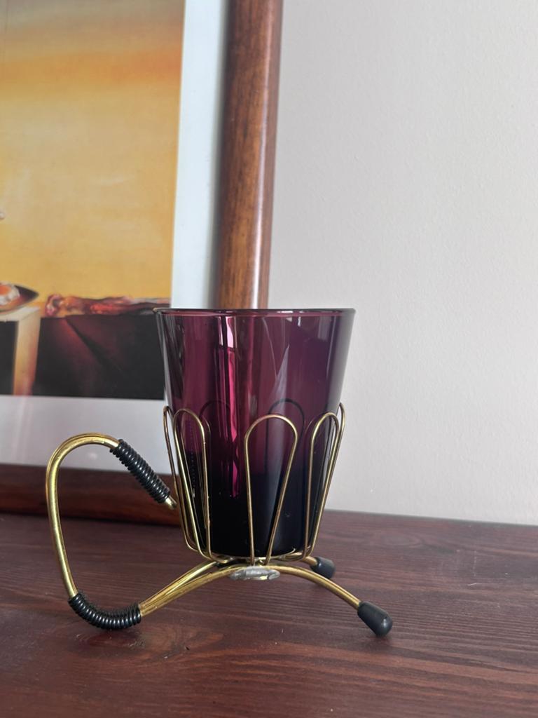 Retro Paarse Glow – Vintage Kaarsenhoudertje, Ophalen of Verzenden