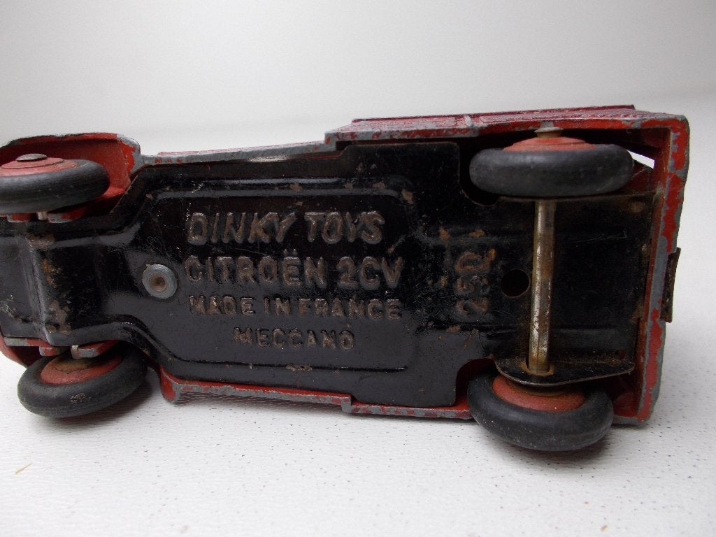 1958 Dinky Toys 25D CITROEN 2CV FIRE SERVICE +Achterdeur (D), Ophalen of Verzenden, Gebruikt, Auto, Dinky Toys