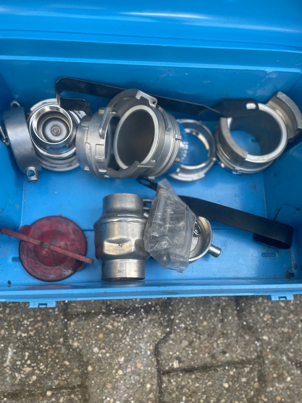 Rvs koppelingen met bord vol seal pakkingen, Ophalen, Nieuw, Rvs