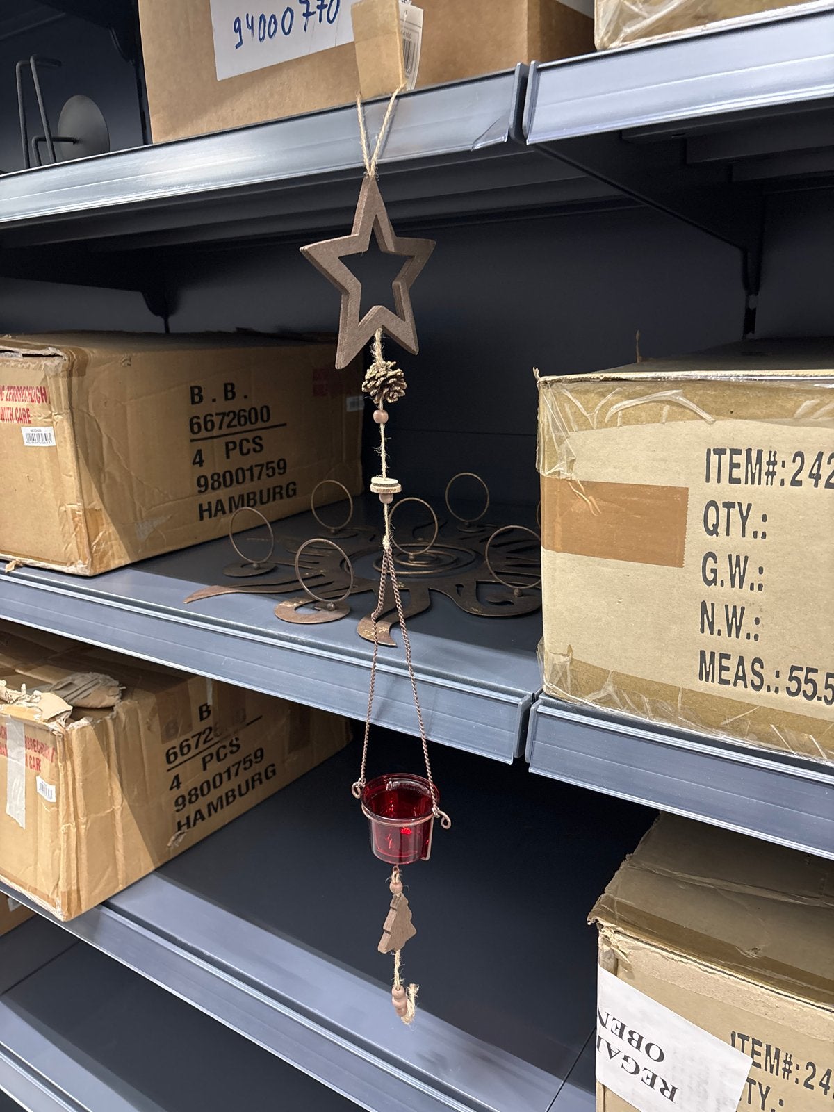Kerst Hanger met Waxinelichthouder en op Dennenappel 120 x, Meerkleurig, Waxinelichthouder, Nieuw, Ophalen of Verzenden