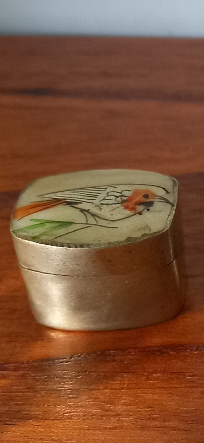 vintage (ver)zilverd  pillendoosje vogel, 2,5x2 cm, Antiek en Kunst, Ophalen of Verzenden