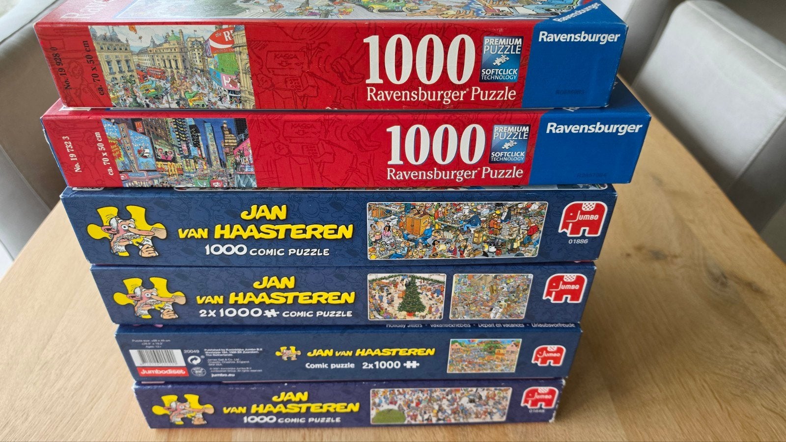 Jan van Haasteren & Ravensburger Puzzels, Ophalen, 500 t/m 1500 stukjes, Zo goed als nieuw, Legpuzzel
