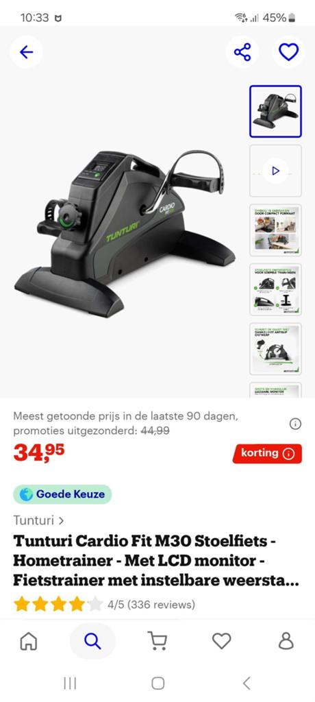 Tunturi Cardio Fit M30 Stoelfiets - Hometrainer, Ophalen