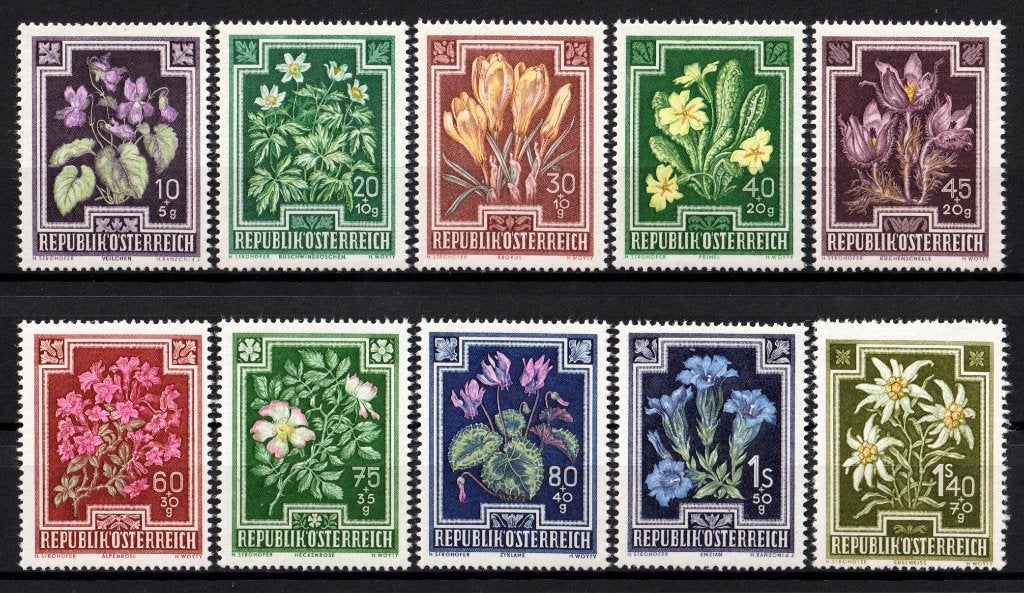 Oostenrijk, Bloemen, Flora, Mi. 868-877 postfris, Verzenden, Postfris, Dier of Natuur