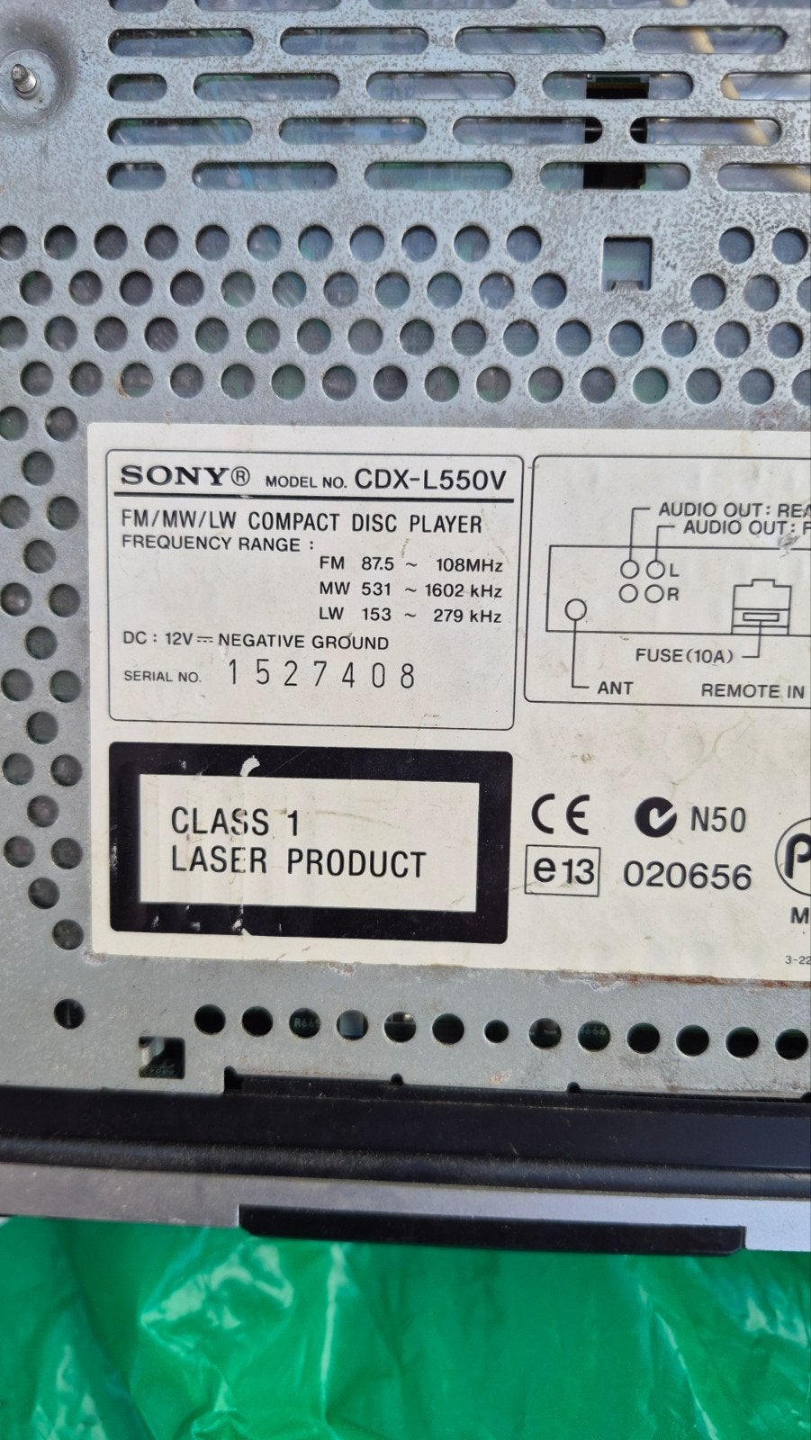 Sony CDX L550V, Ophalen