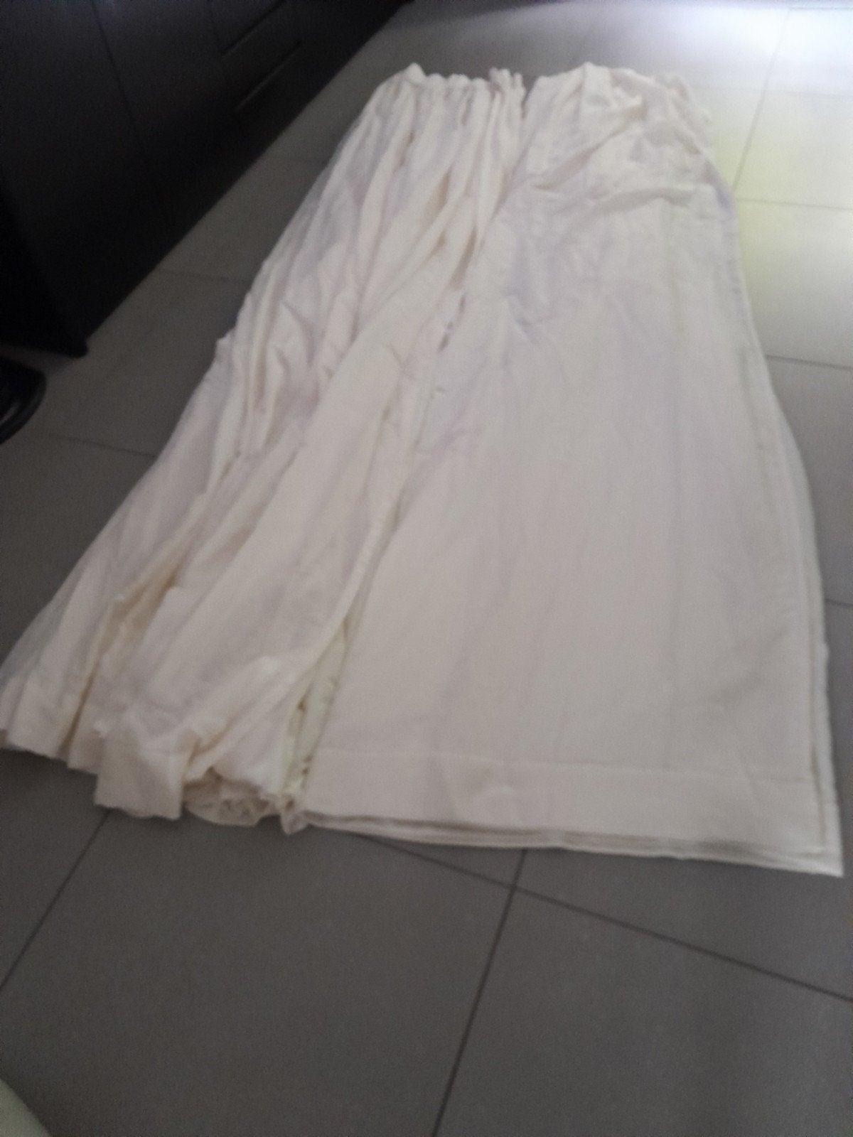 Cremekleurige glasgordijnen - 195 cm breed, 240 cm lang, Vitrage, Gebruikt, Ophalen of Verzenden, 195 cm