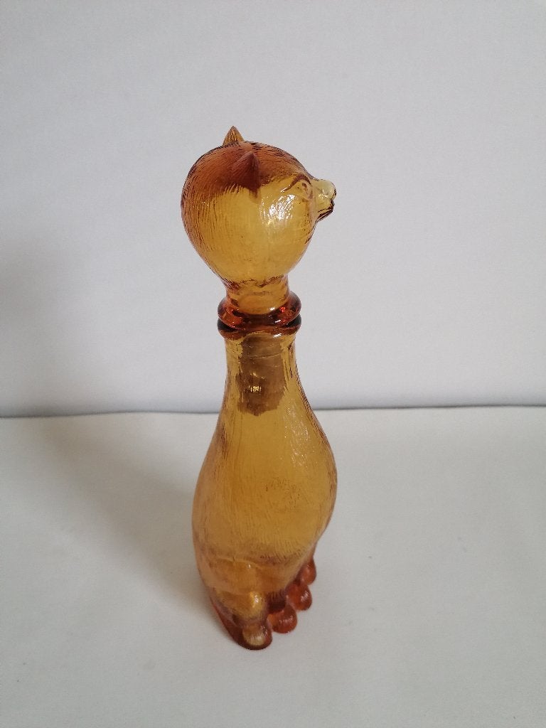 Italiaans empoli glazen decanter/stopfles in de vorm kat, Ophalen of Verzenden