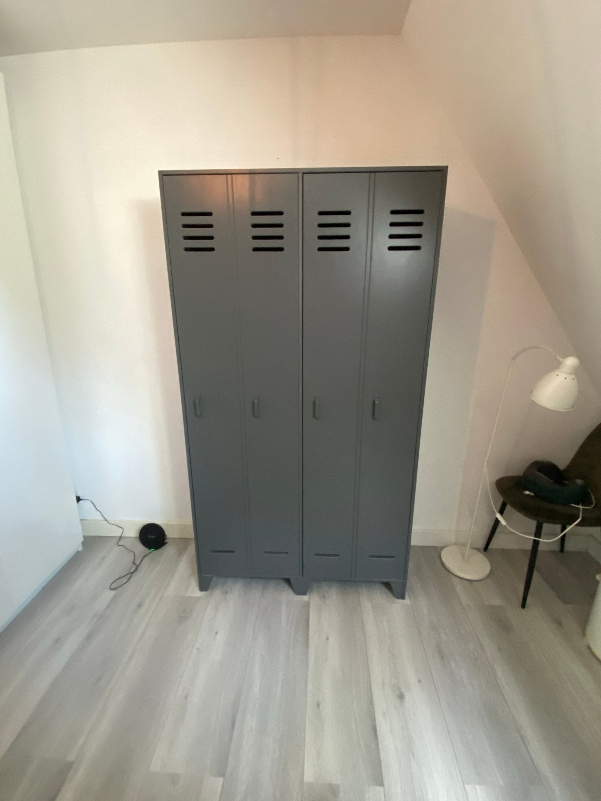 WOOOD Donkergrijze Kinderkledingkast met Leg- en Hangdeel, Ophalen, Overige materialen, Stoer, 100 tot 150 cm