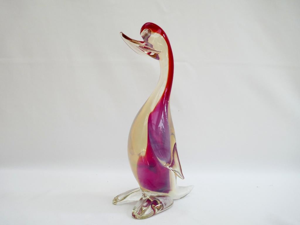 Murano - vogel rood / opaal - Italië  jaren 60 SEGUSO, Verzamelen, Beelden en Beeldjes, Gebruikt, Dier, Ophalen of Verzenden