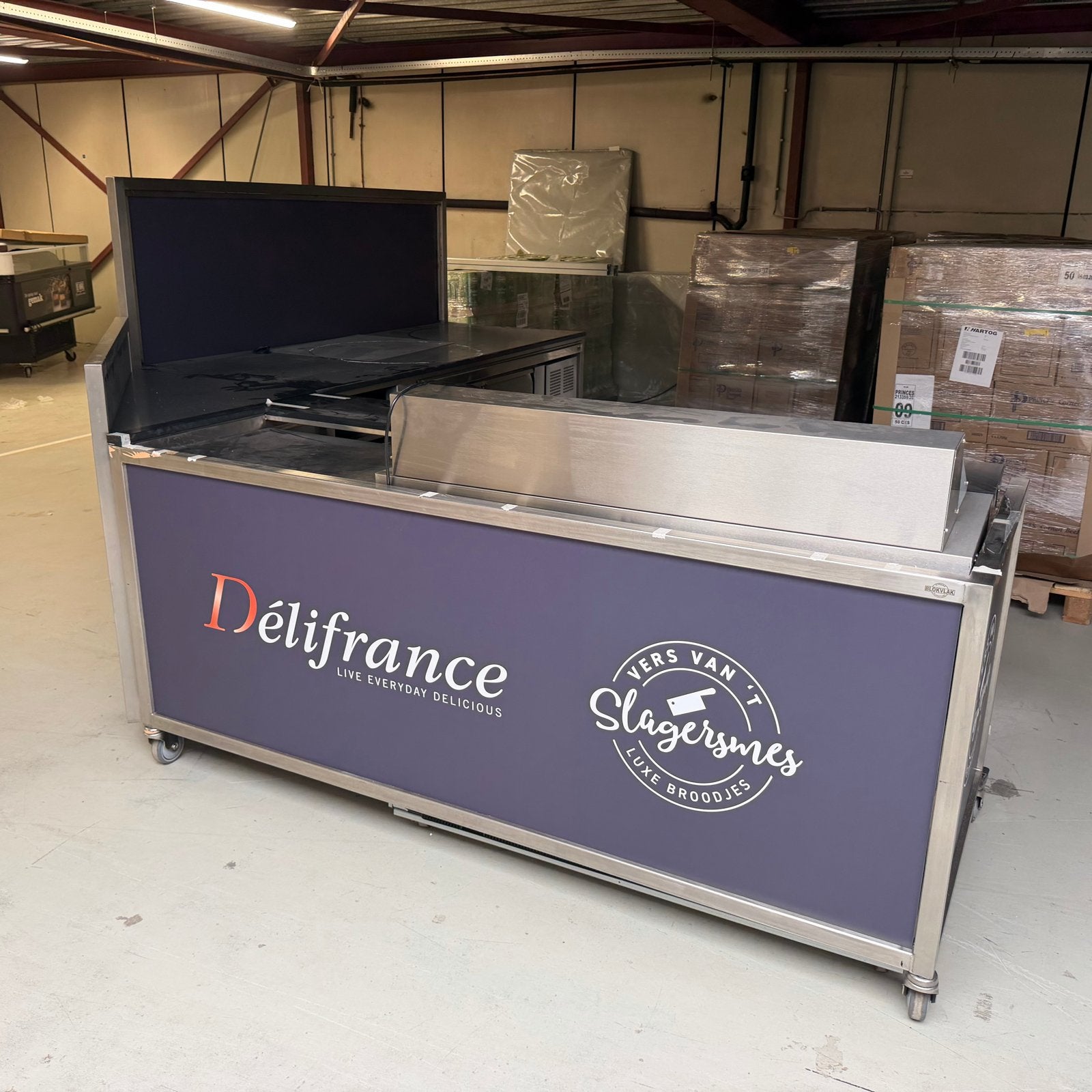 Gloednieuw RVS cateringmeubel met koeling en saladebar, Ophalen of Verzenden, Nieuw zonder verpakking, RVS Meubilair